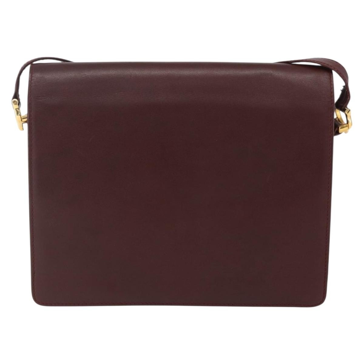 Cartier Must De Cartier Shoulder Bag Leather Burgundy Leather Shoulder Bag Bag (Pre-Owned)