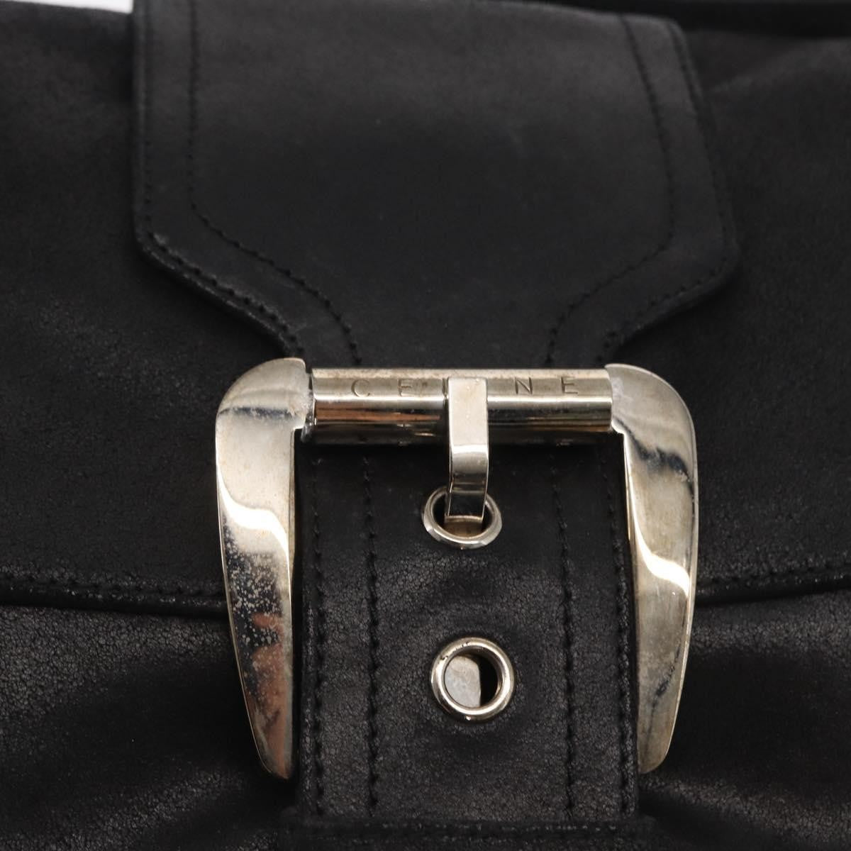 Celine Vintage Shoulder Bag Leather Black Leather Shoulder Bag Bag (Pre-Owned)