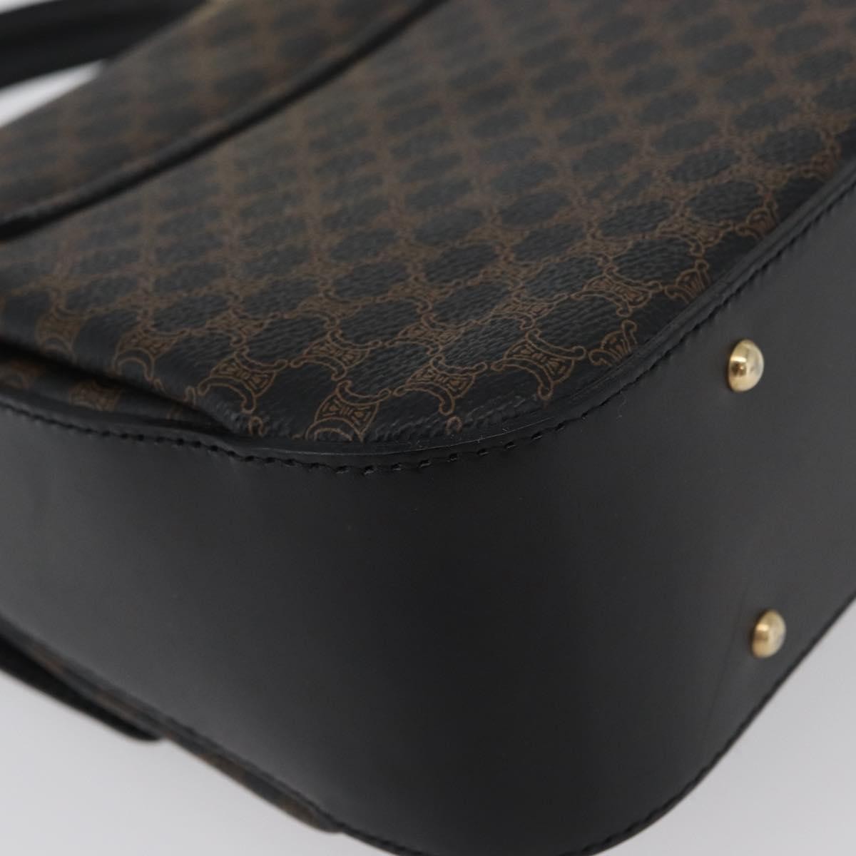 Celine Vintage Convertible Top Handle Bag Macadam Coated Canvas Black Canvas Handbag (Pre-Owned)