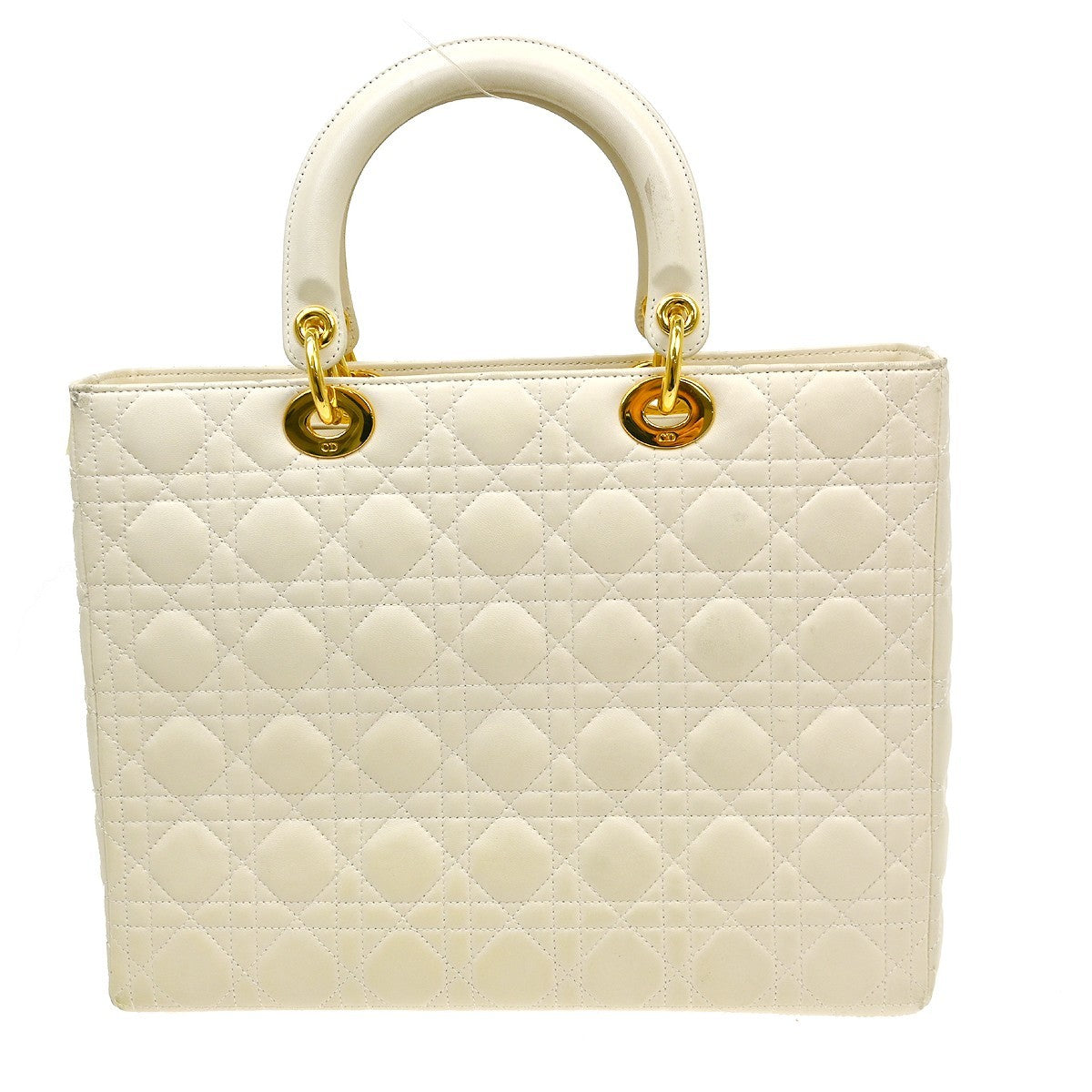 Christian Dior Lady Dior Bag Leather Neutral Leather Handbag (Pre-Owned)