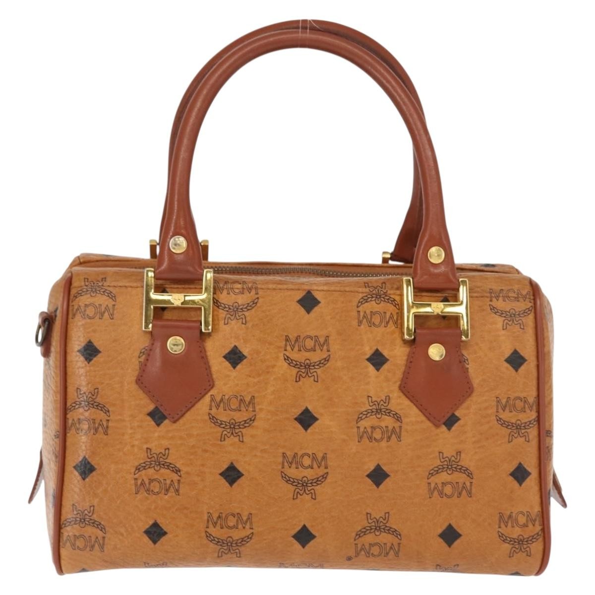 MCM Visetos Logogramme Handbag Canvas And Leather Brown Pvc Handbag (Pre-Owned)