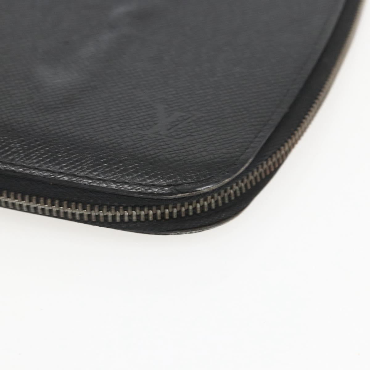 Louis Vuitton Atoll Organizer Wallet Taiga Leather Black Leather Clutche & Pouche Bag (Pre-Owned)