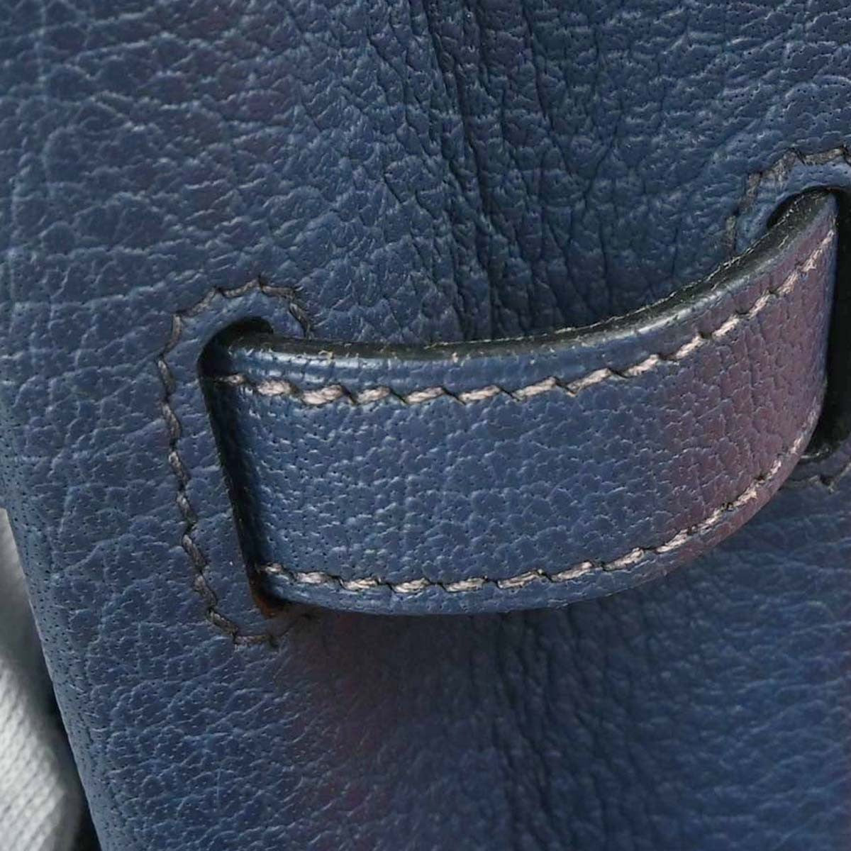 Hermes Birkin Handbag Blue Togo With Palladium Hardware Blue Leather Handbag (Pre-Owned)