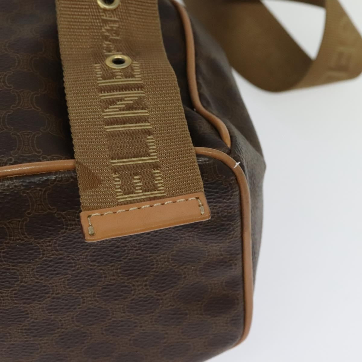 Celine Vintage Macadam Backpack Canvas And Leather Brown Canvas Backpack Bag (Pre-Owned)