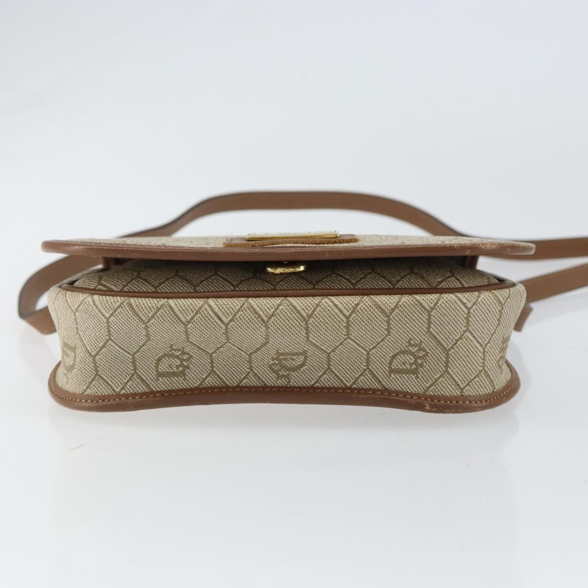 Christian Dior Vintage Honeycomb Flap Crossbody Bag Coated Canvas Beige Canvas Shoulder Bag Bag (Pre-Owned)