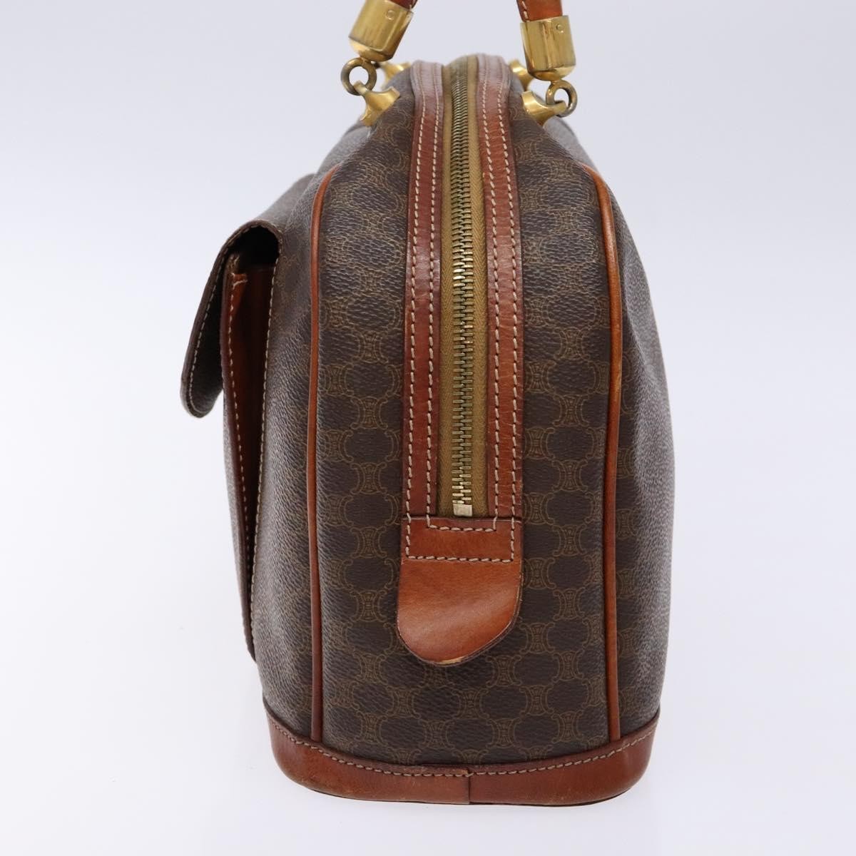 Celine Macadam Handbag Macadam With Leather Brown Canvas Handbag (Pre-Owned)