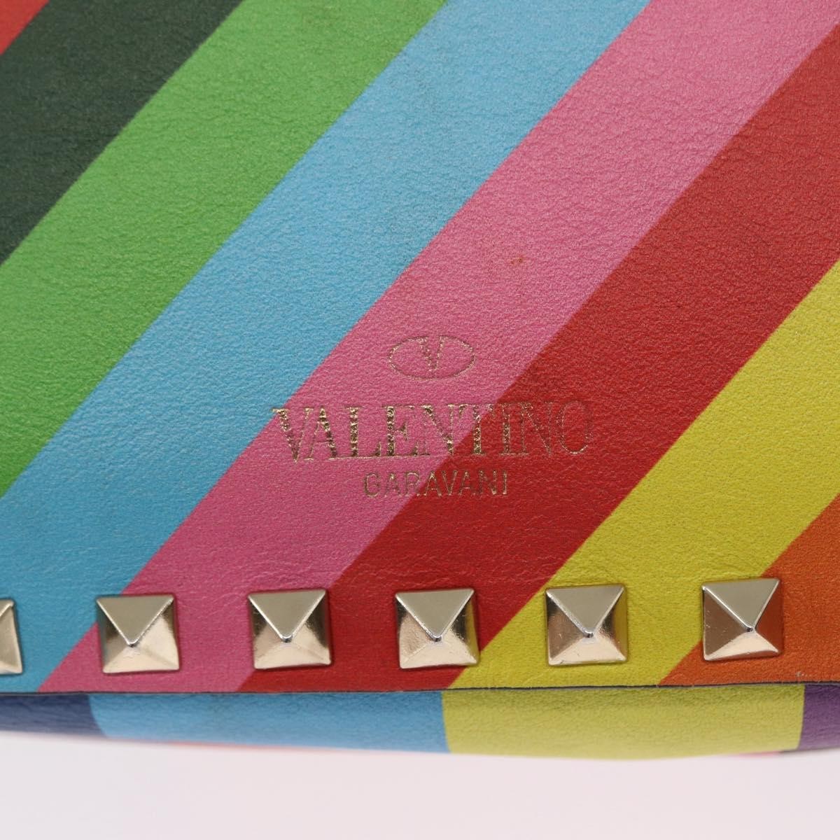 Valentino Garavani Rockstud 1973 Camera Crossbody Bag Striped Leather Gold Leather Shoulder Bag Bag (Pre-Owned)