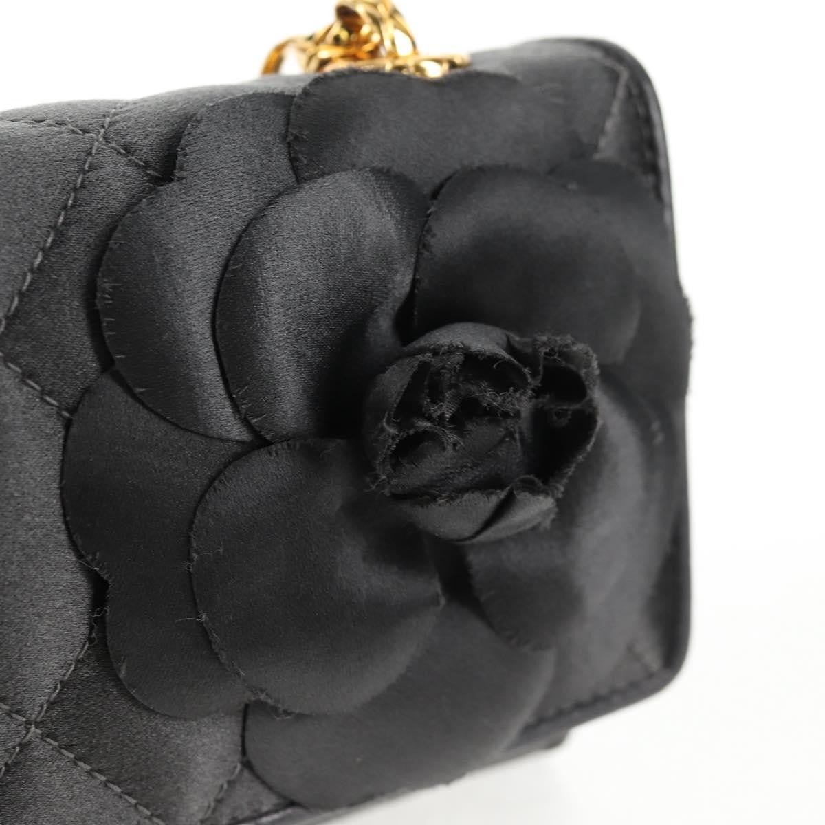 Chanel Vintage Camellia Flap Bag Satin Gray Satin Clutche & Pouche Bag (Pre-Owned)