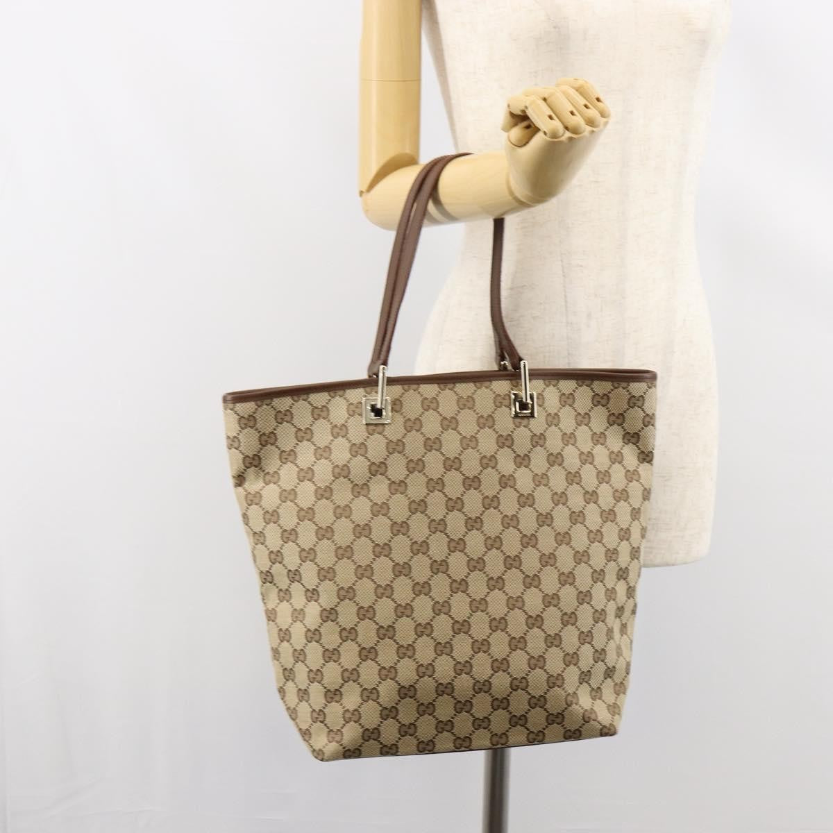 Gucci Vintage Bucket Shopping Tote Gg Canvas Beige Canvas Tote Bag Bag (Pre-Owned)