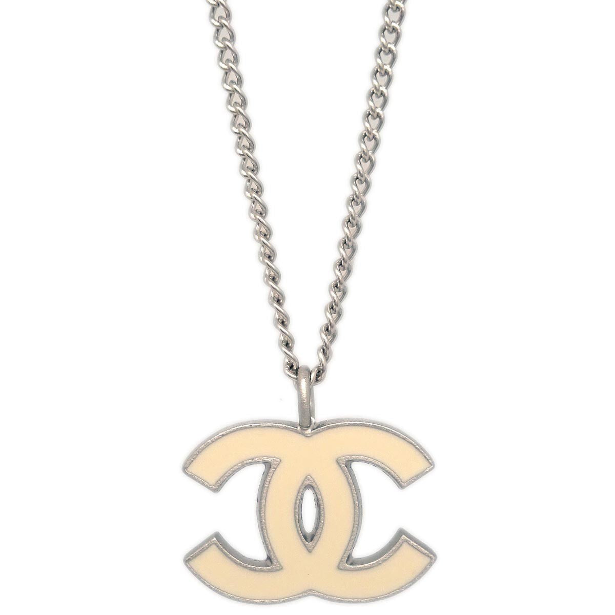 Chanel Cc Pendant Necklace Metal Silver Silver_Plated Necklace Jewelry (Pre-Owned)