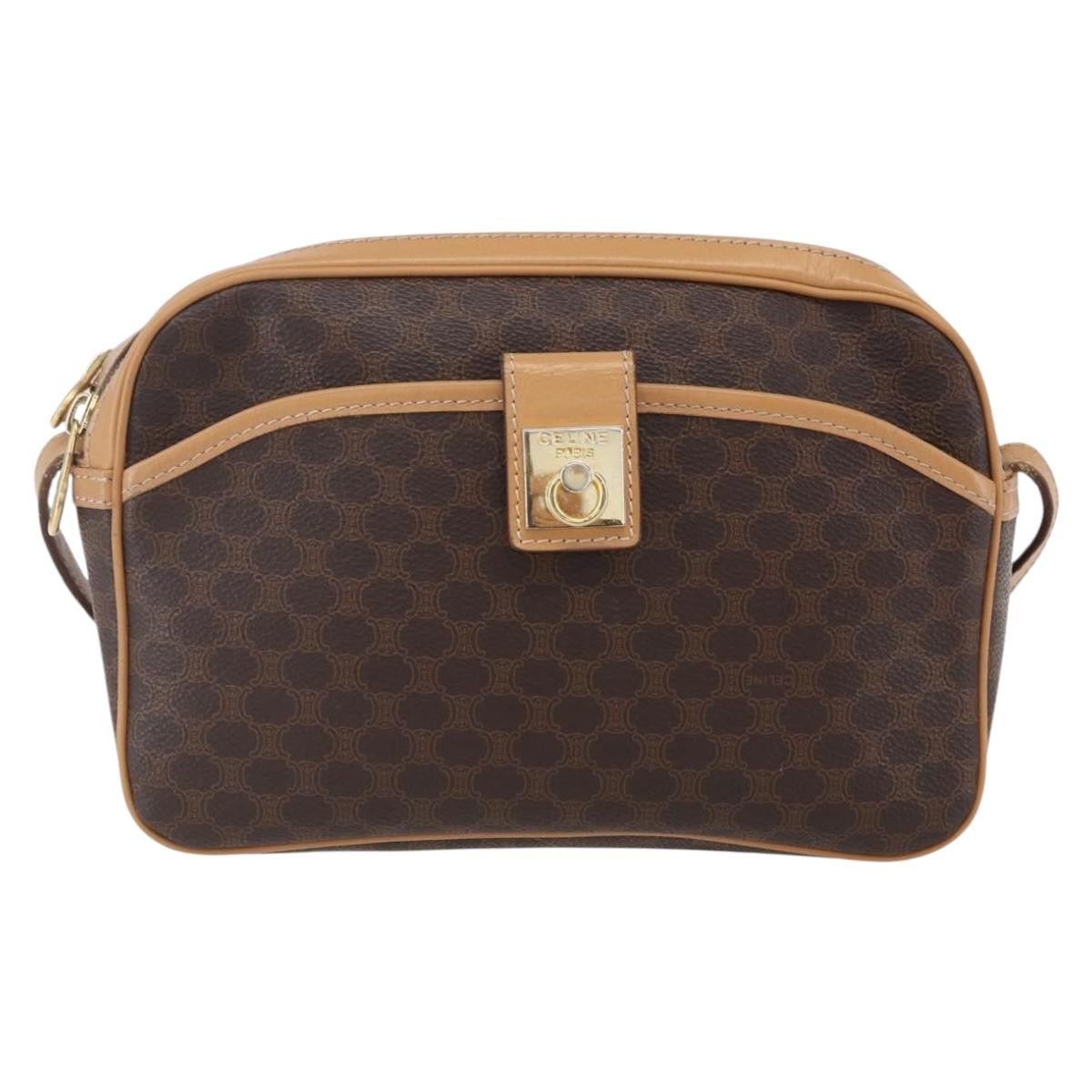 Celine Macadam Shoulder Bag Pvc Leather Brown Pvc Shoulder Bag Bag (Pre-Owned)