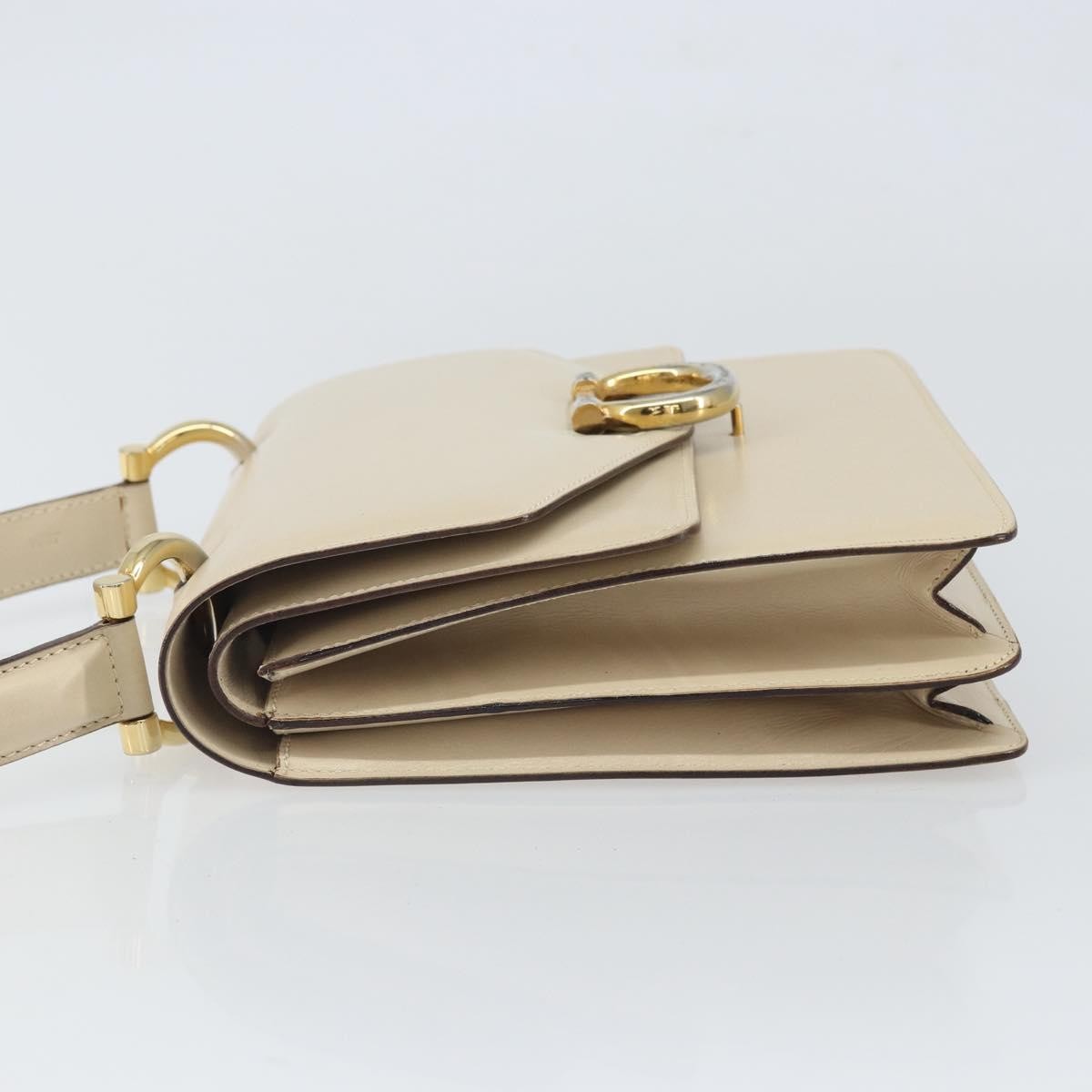 Celine Vintage Top Handle Bag Glazed Leather Ecru Leather Handbag (Pre-Owned)