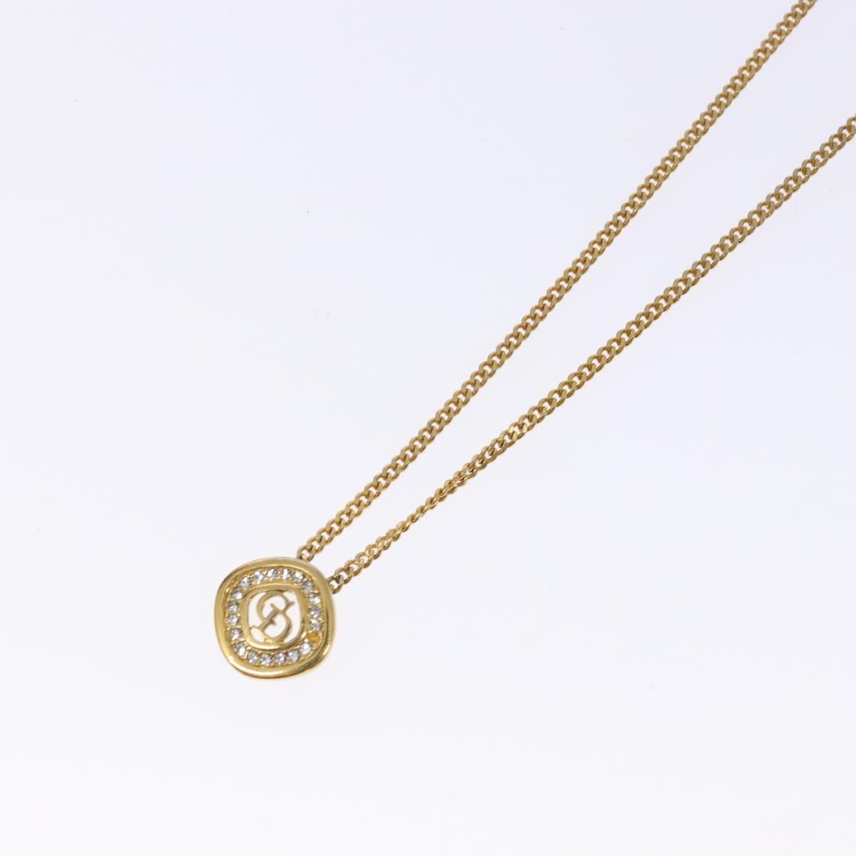 Christian Dior Cd Round Pendant Necklace Metal And Crystals Gold Metal Jewelry (Pre-Owned)