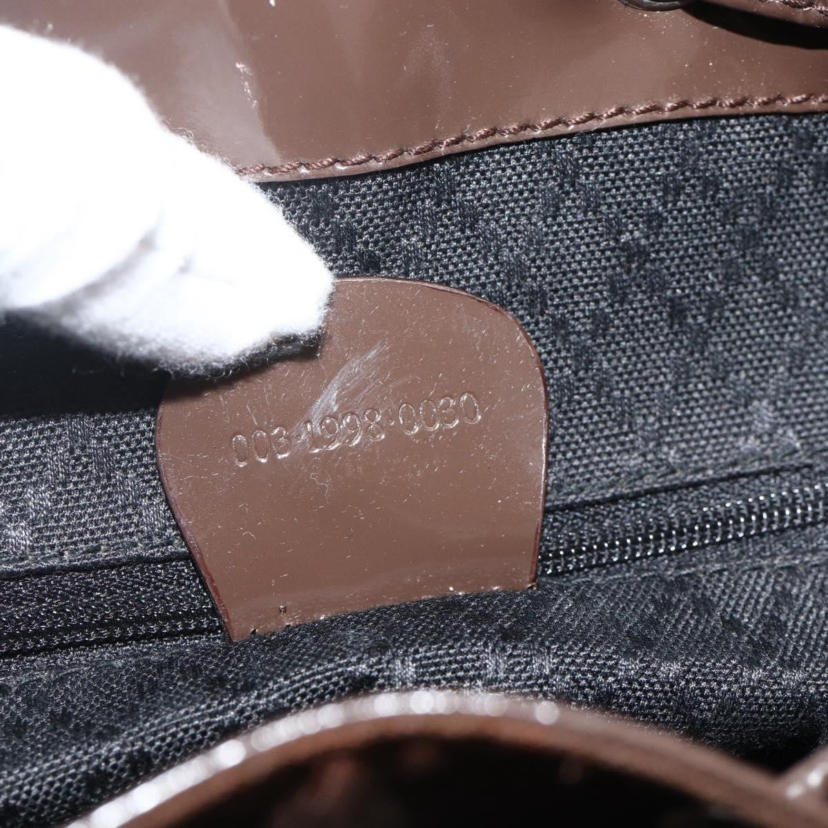 Gucci Vintage Bamboo Backpack Nylon And Patent Leather Brown Nylon Backpack Bag (Pre-Owned)