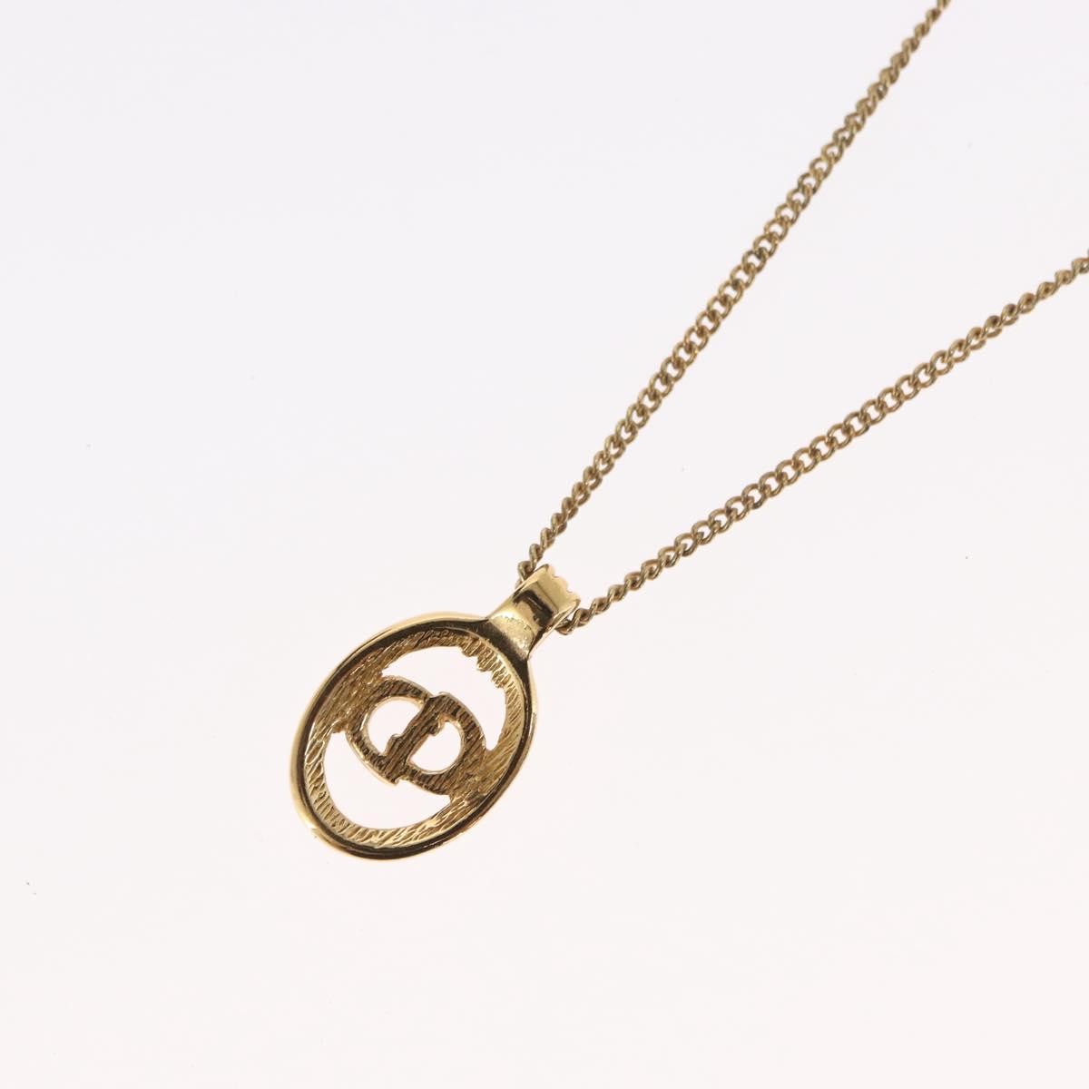 Christian Dior Cd Round Pendant Necklace Metal Gold Metal Necklace Jewelry (Pre-Owned)