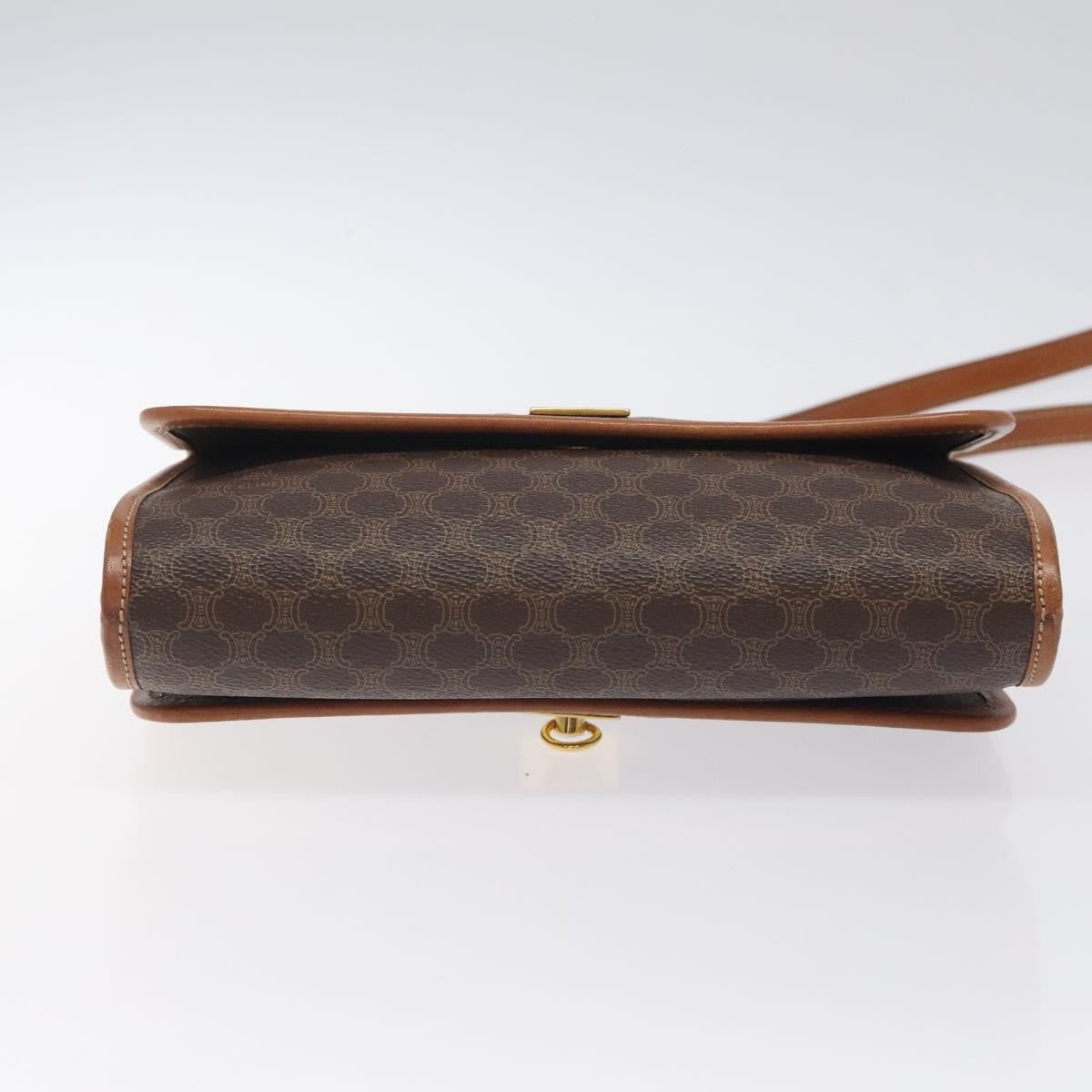 Celine Vintage Macadam Shoulder Bag Canvas And Leather Brown Canvas Shoulder Bag Bag (Pre-Owned)