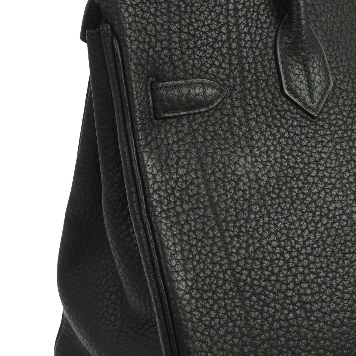 Hermes Hac Birkin Bag Black Fjord With Palladium Hardware Black Leather Handbag (Pre-Owned)
