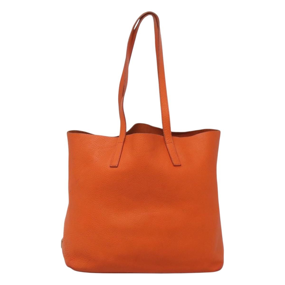 Prada Vintage Tote Leather Orange Leather Tote Bag Bag (Pre-Owned)