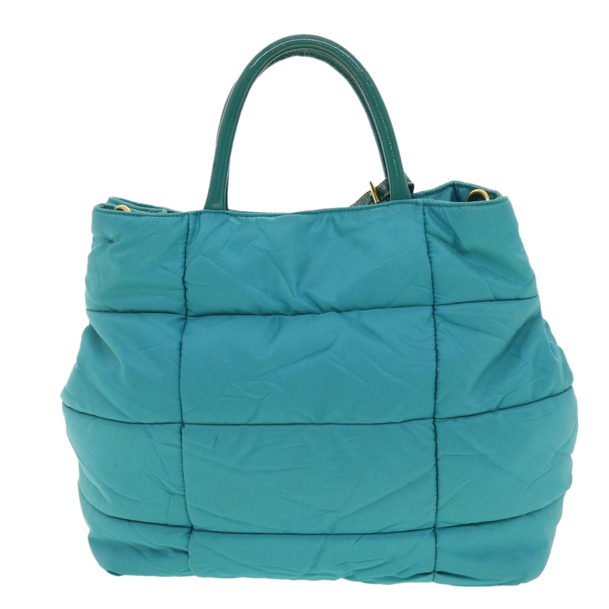 Prada Convertible Tote Quilted Tessuto Turquoise Nylon Handbag (Pre-Owned)