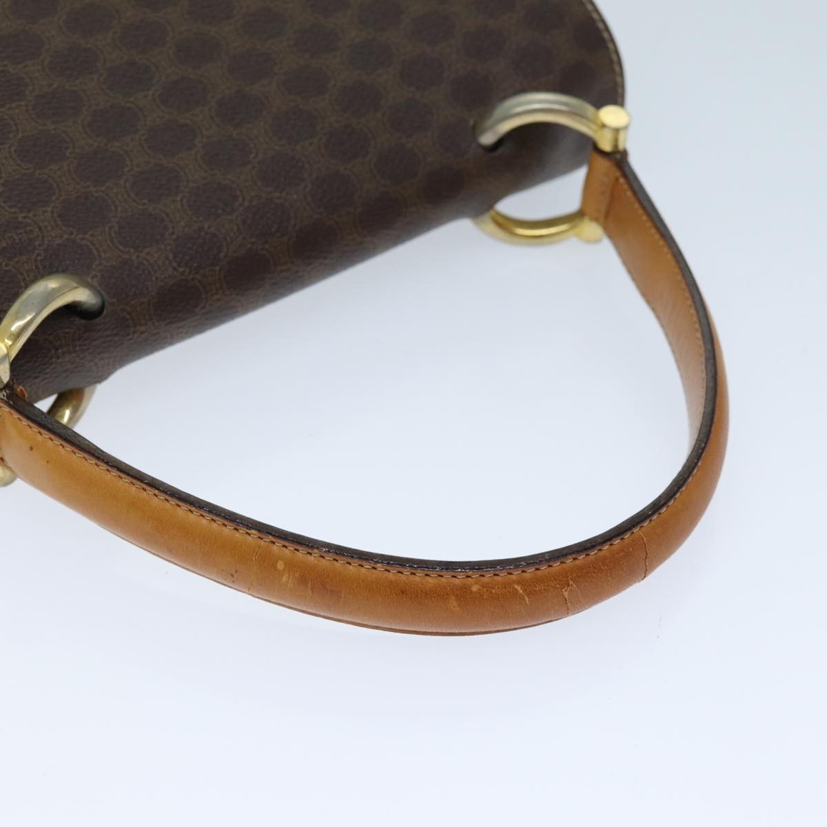 Celine Macadam Handbag Macadam With Leather Brown Canvas Handbag (Pre-Owned)