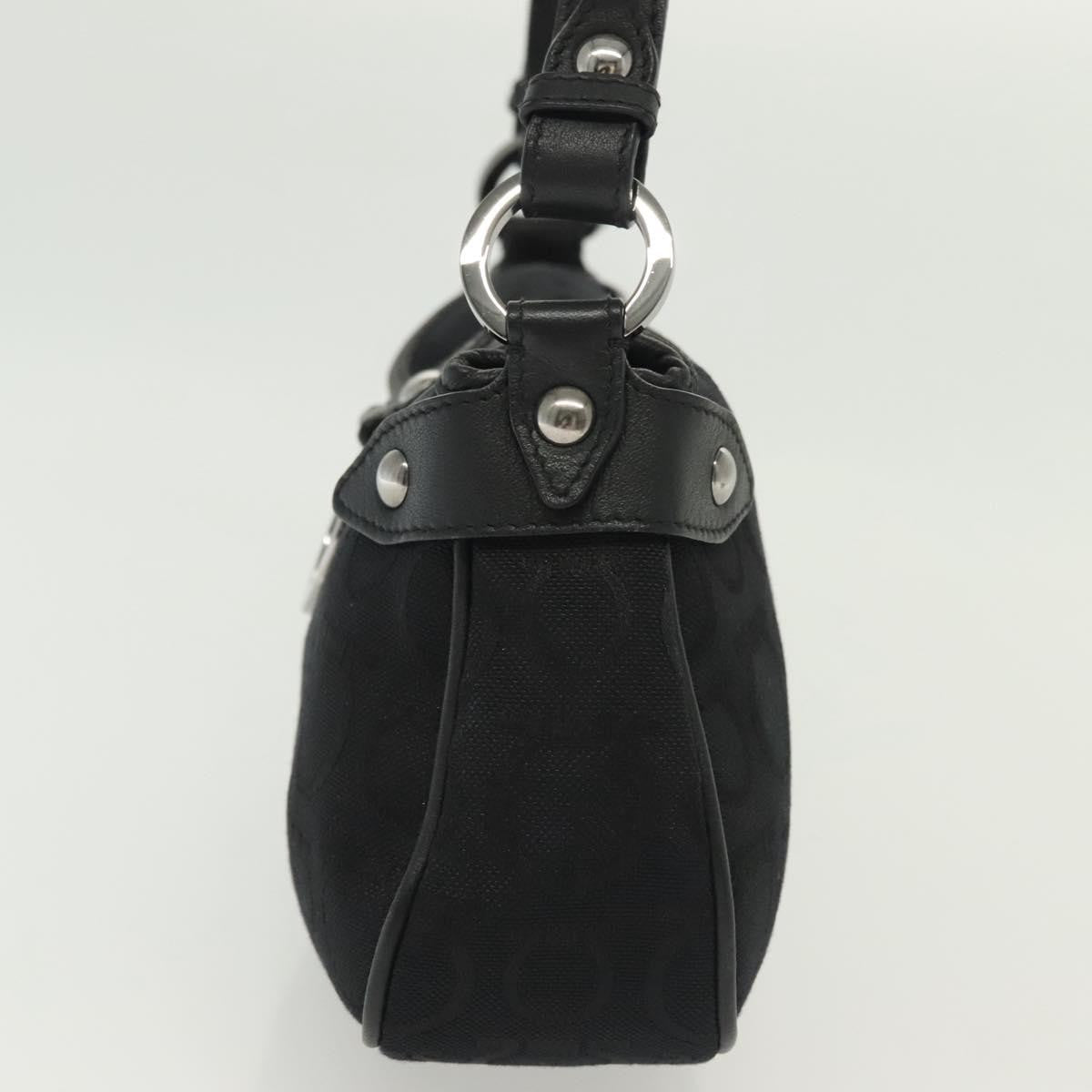 Salvatore Ferragamo Gancini Handbag Canvas Black Canvas Handbag (Pre-Owned)