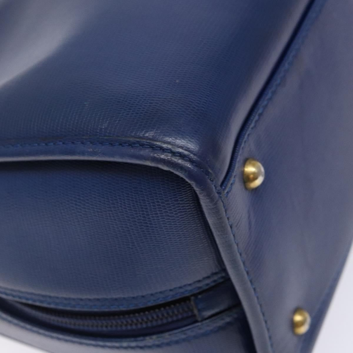 Celine Circle Logo Handbag Leather Blue Leather Bag (Pre-Owned)