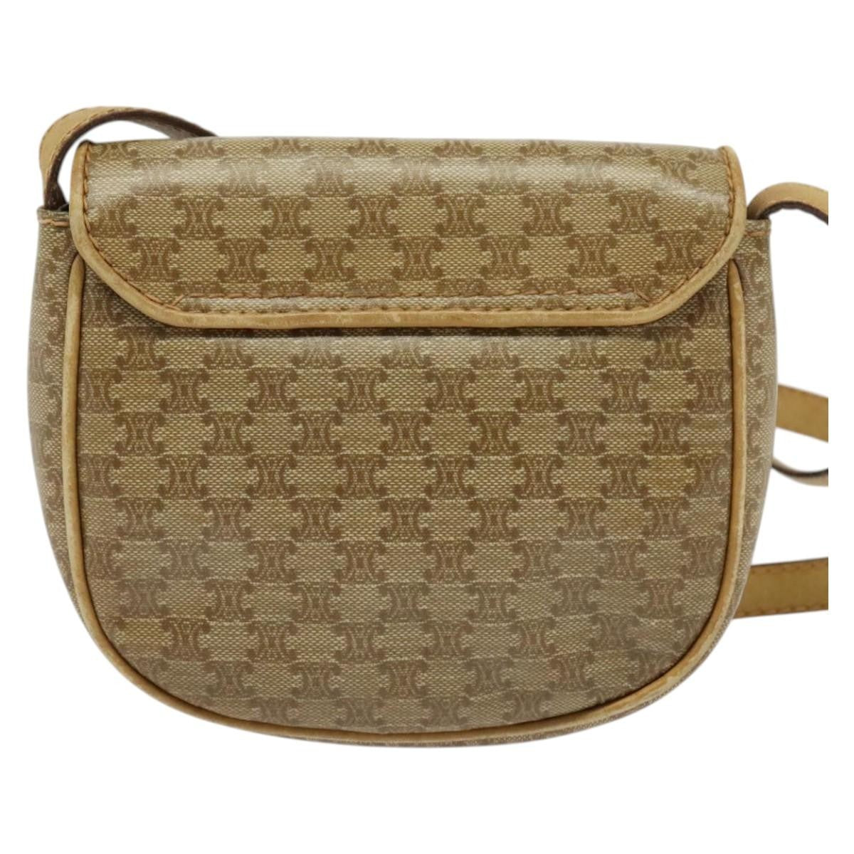Celine Vintage Macadam Shoulder Bag Macadam Canva  Vinyl Beige Pvc Bag (Pre-Owned)