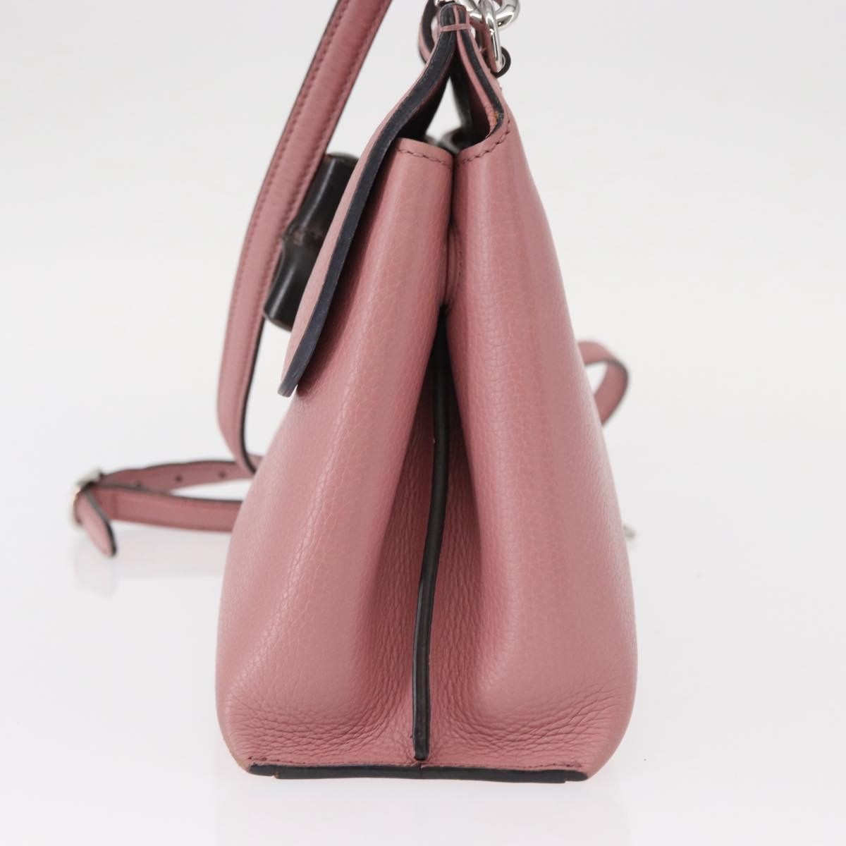 Gucci Bamboo Daily Top Handle Bag Leather Pink Leather Handbag (Pre-Owned)