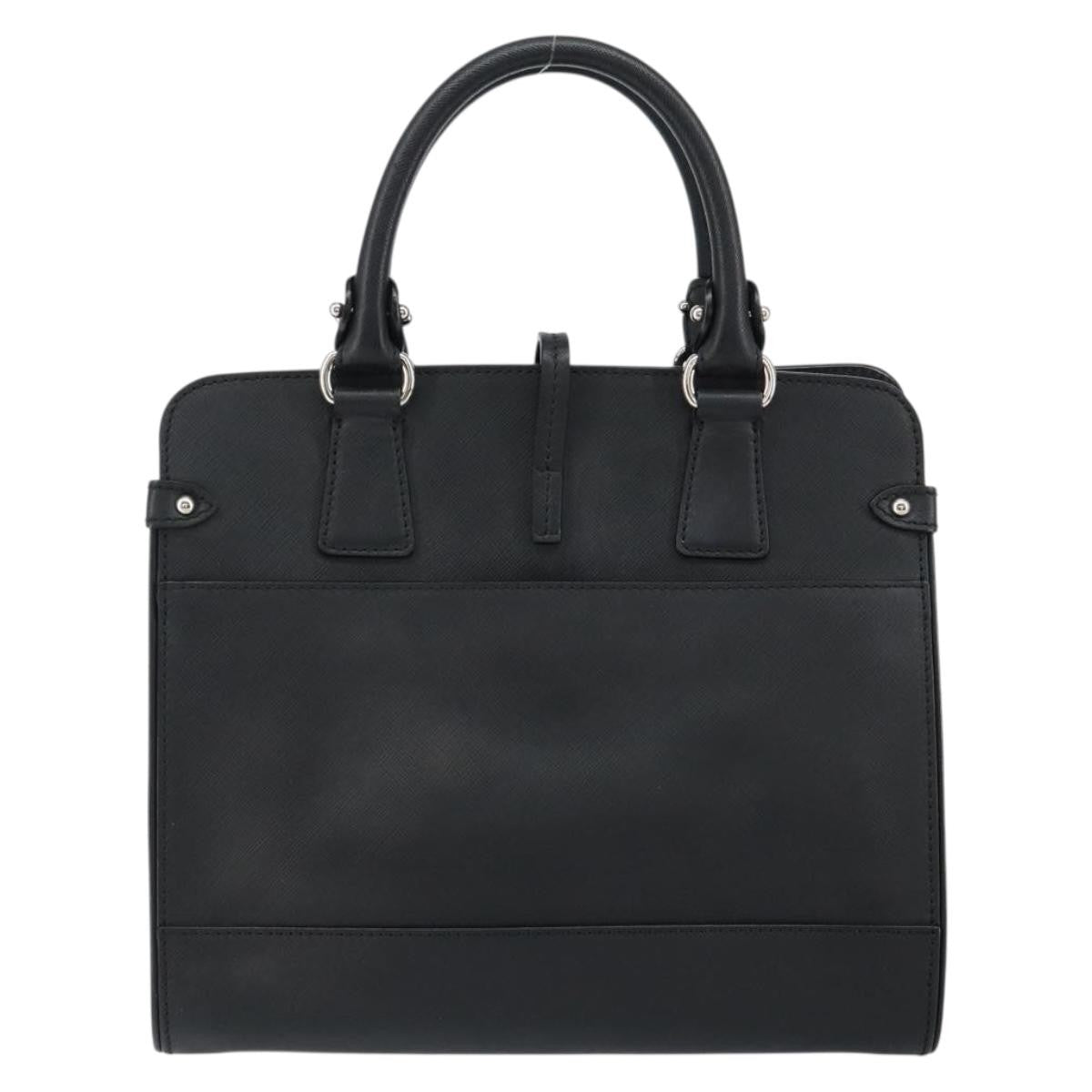 Salvatore Ferragamo Gancini Handbag Leather Black Leather Handbag (Pre-Owned)