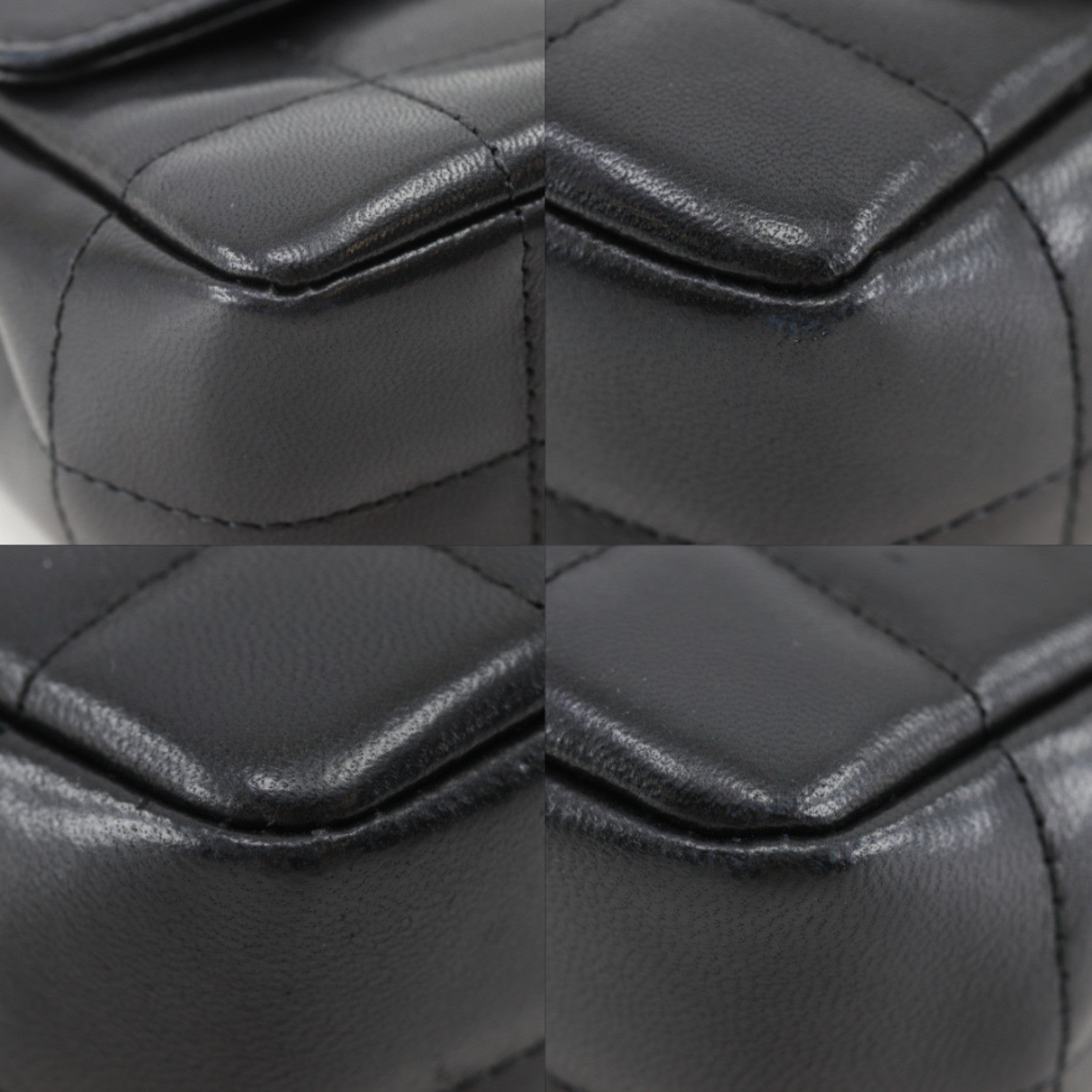 Chanel Camellia Chocolate Bar Flap Bag Quilted Lambskin Black Leather Shoulder Bag Bag (Pre-Owned)