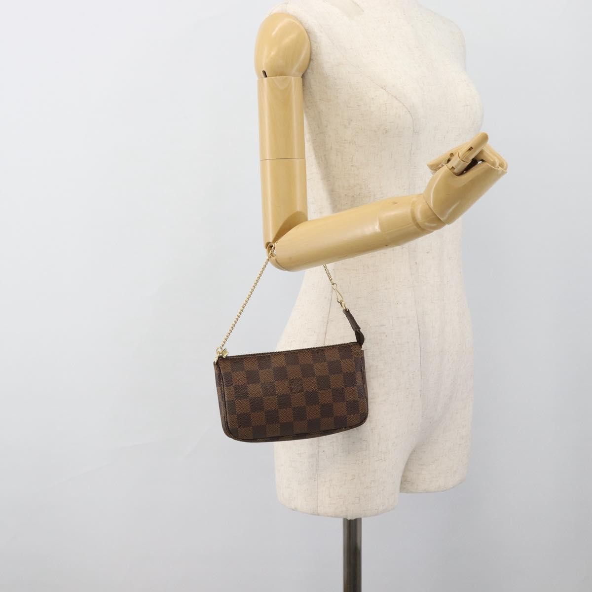 Louis Vuitton Mini Pochette Accessoires Damier Canvas Brown Canvas Clutche & Pouche Bag (Pre-Owned)
