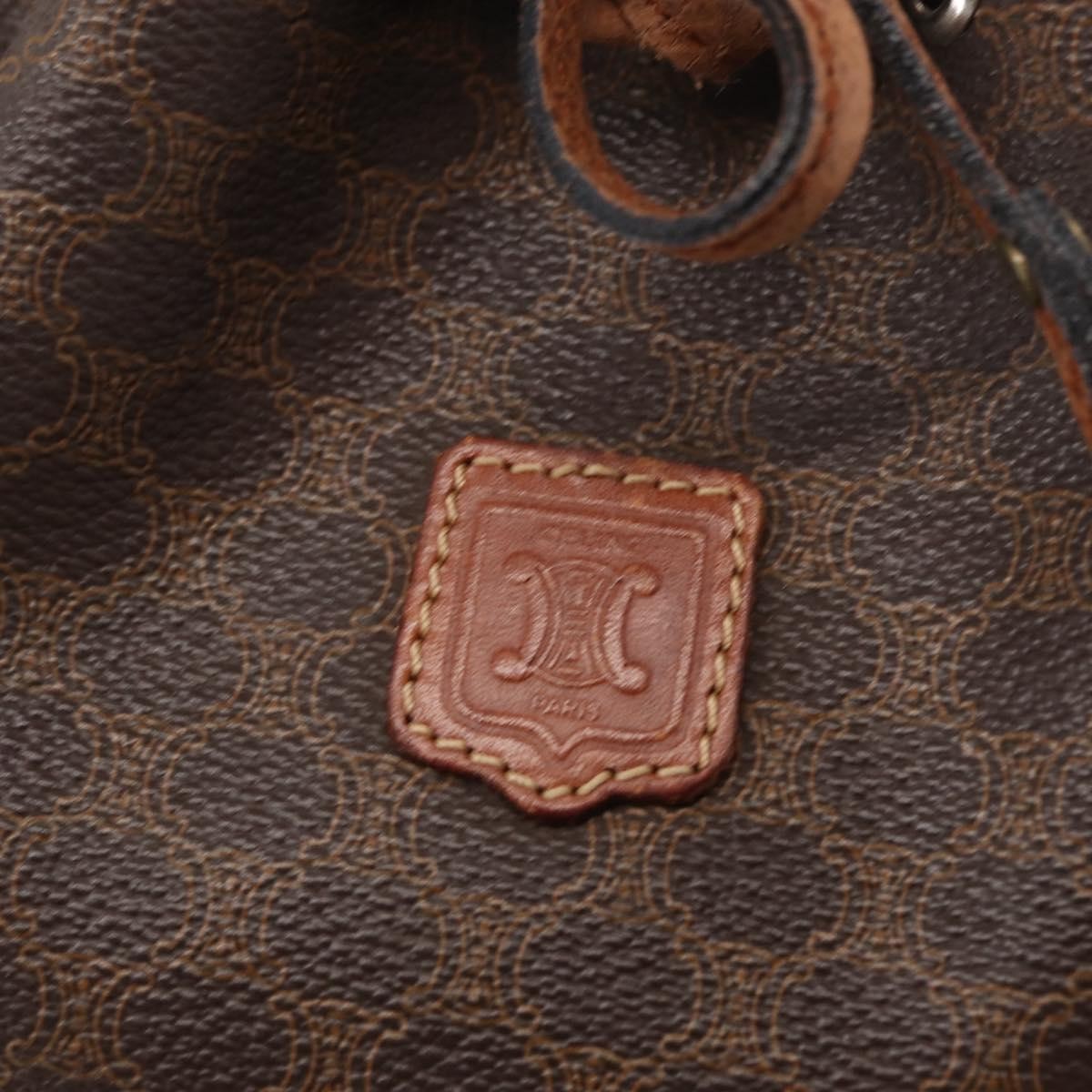 Celine Vintage Macadam Shoulder Bag Canvas And Leather Brown Canvas Shoulder Bag Bag (Pre-Owned)