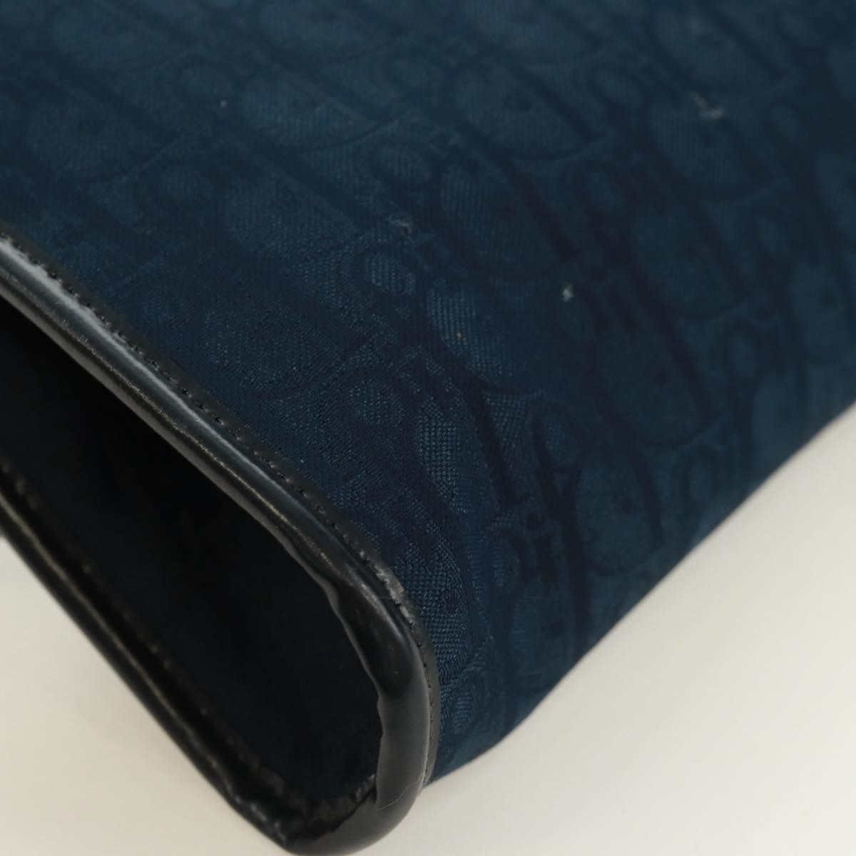 Christian Dior Vintage Chain Flap Shoulder Bag Diorissimo Canvas Navy Canvas Shoulder Bag Bag (Pre-Owned)