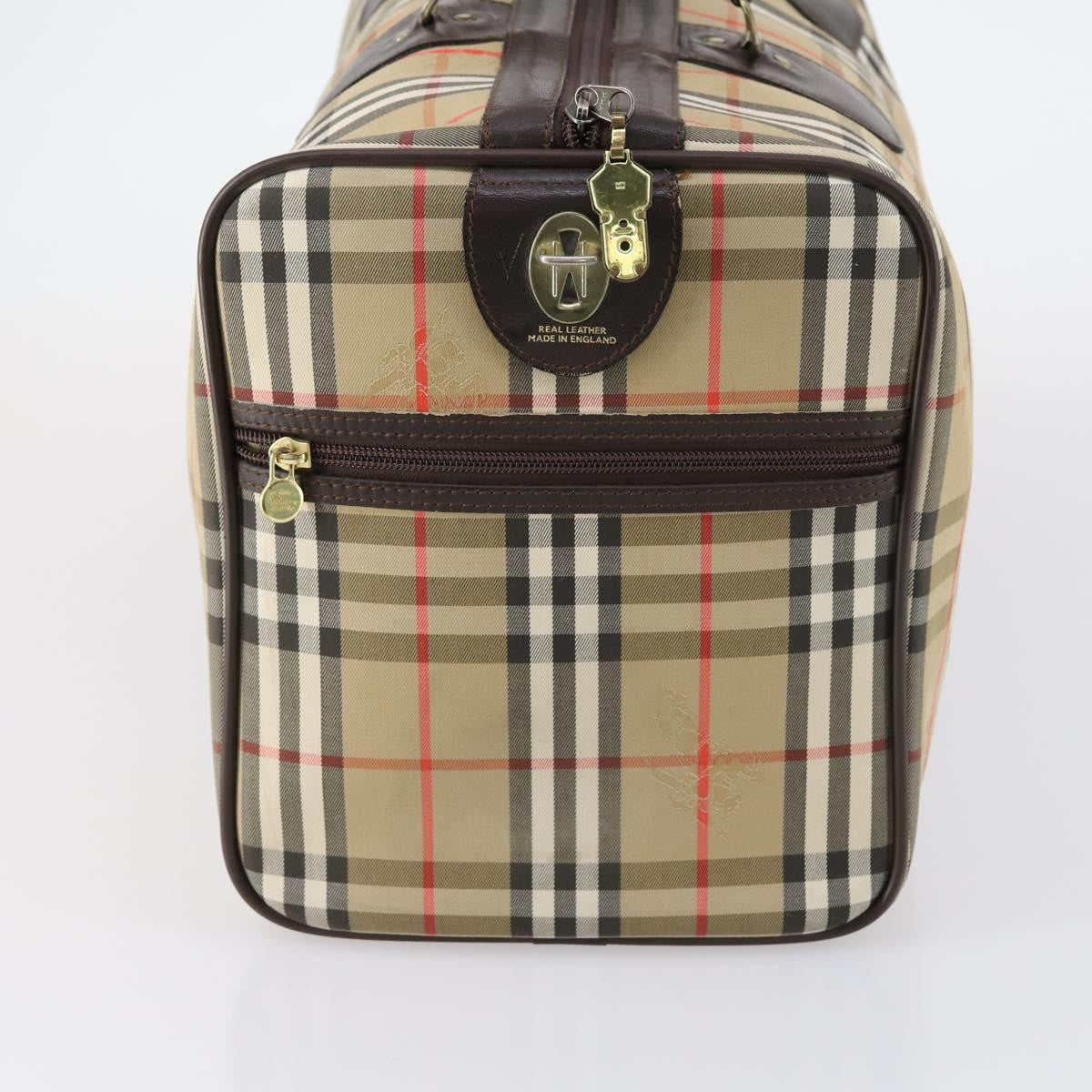 Burberry Vintage Duffle Bag Haymarket Canvas Beige Canvas Travel Bag Bag (Pre-Owned)
