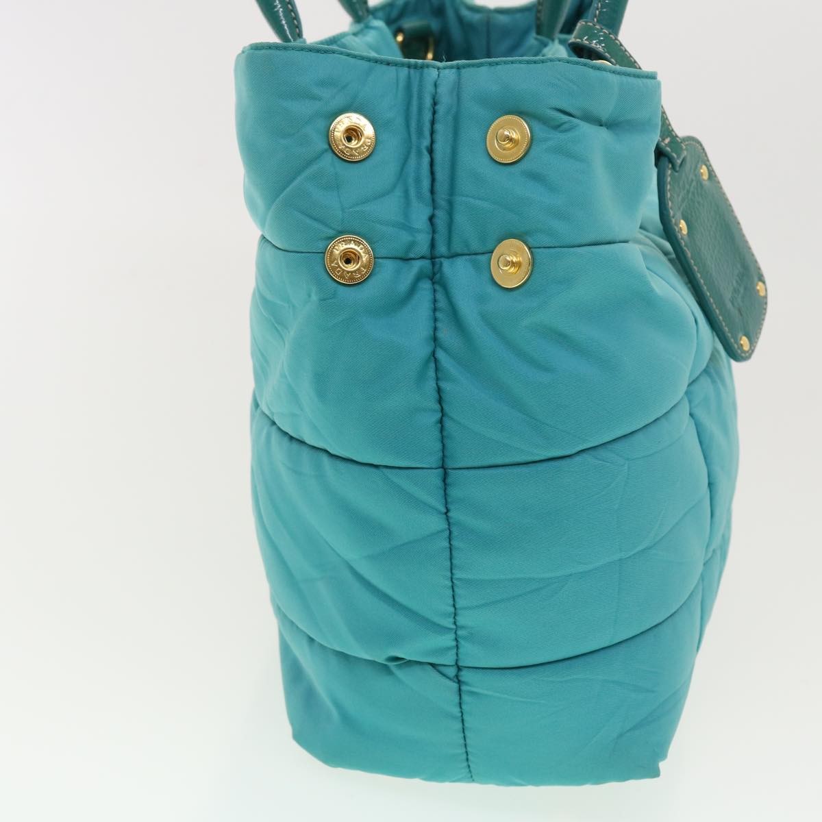 Prada Convertible Tote Quilted Tessuto Turquoise Nylon Handbag (Pre-Owned)
