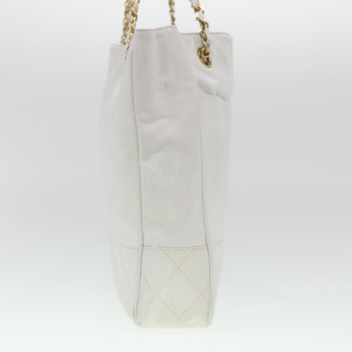 Chanel Vintage Shopping Tote Lambskin White Leather Shoulder Bag Bag (Pre-Owned)