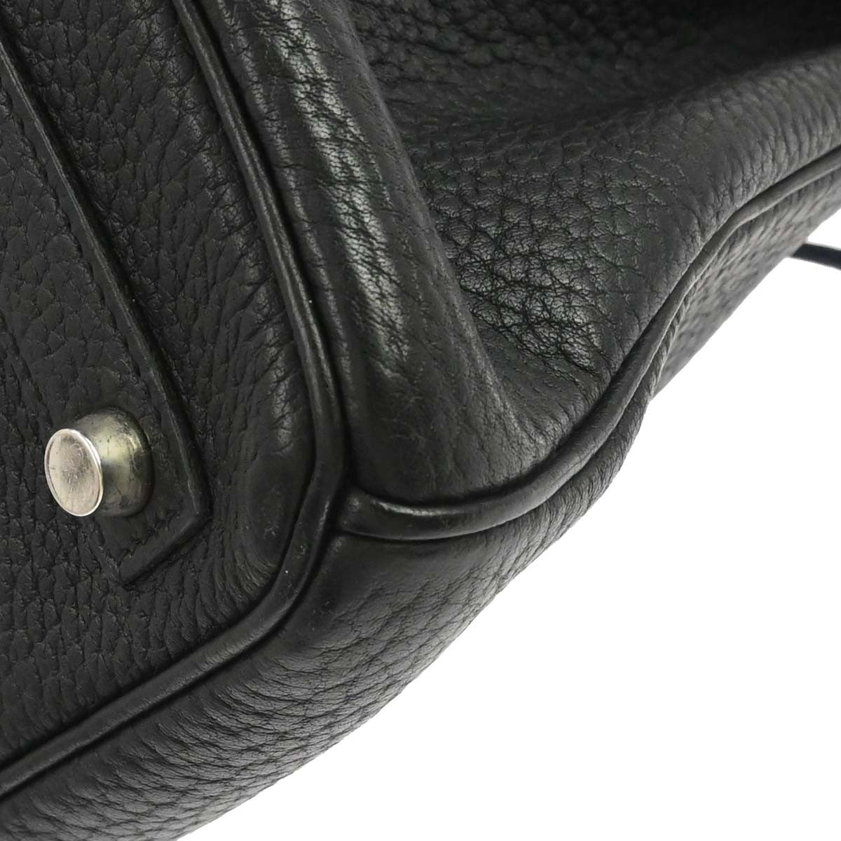 Hermes Hac Birkin Bag Black Fjord With Palladium Hardware Black Leather Handbag (Pre-Owned)