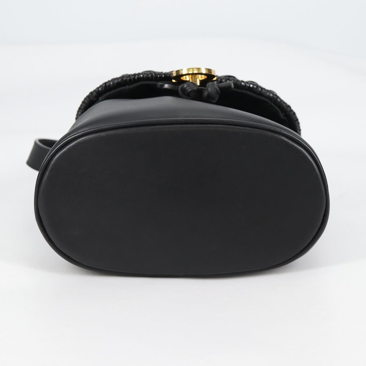 Salvatore Ferragamo Gancini Shoulder Bag Leather Black Leather Shoulder Bag Bag (Pre-Owned)