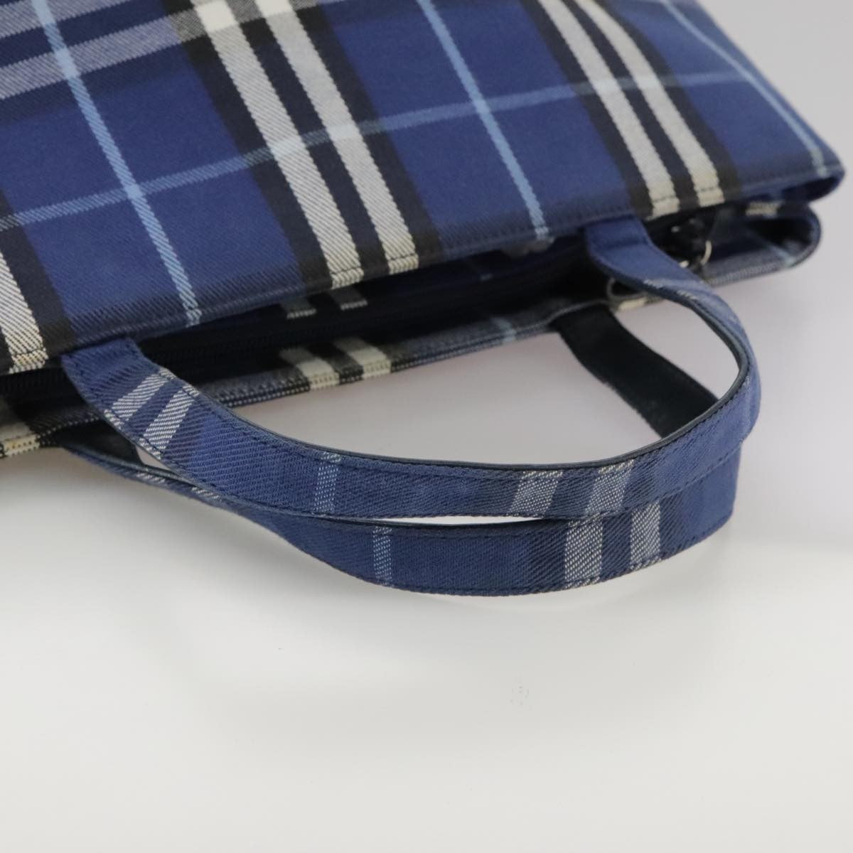 Burberry Nova Check Tote Canvas Check Pattern Blue Canvas Tote Bag Bag (Pre-Owned)
