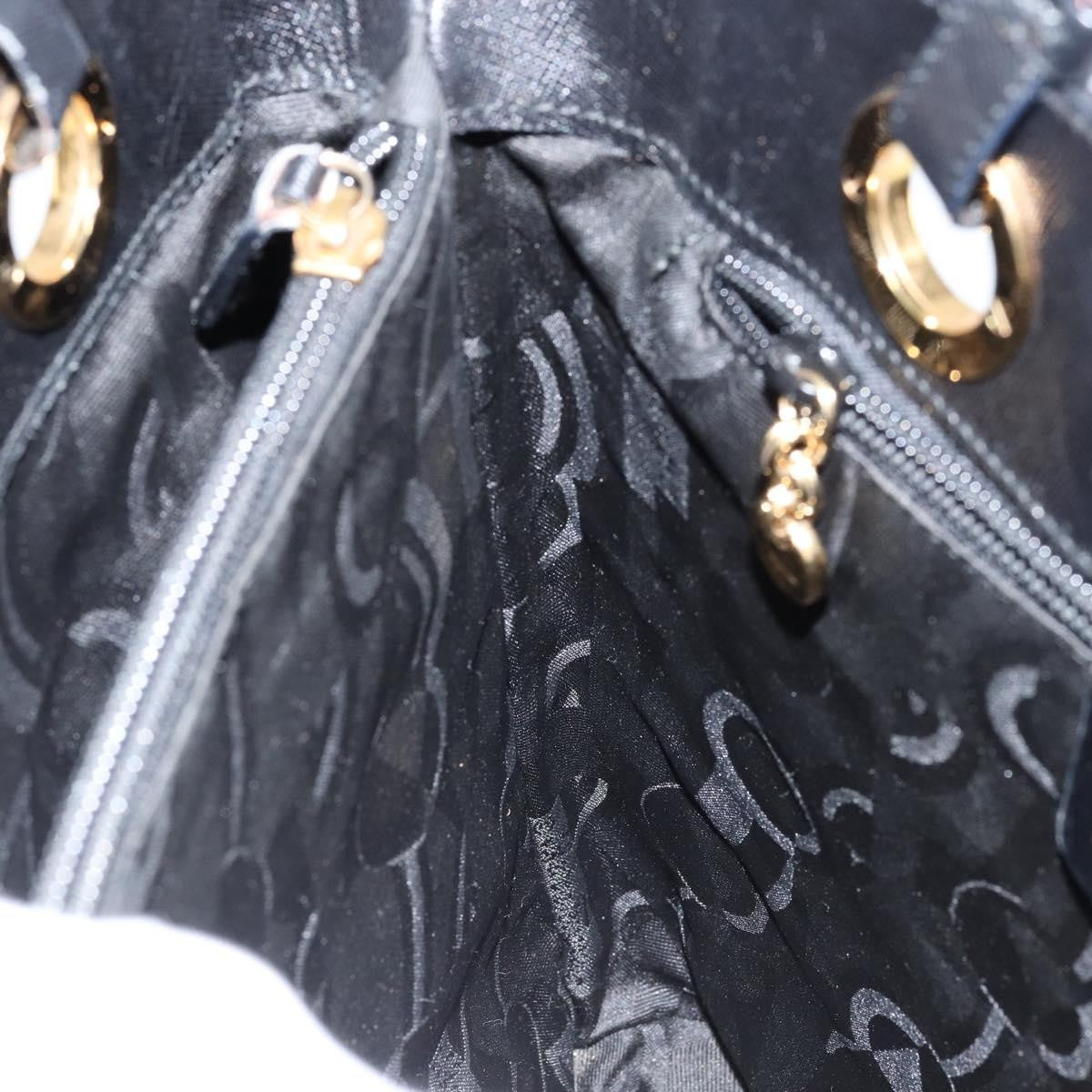 Salvatore Ferragamo Gancini Handbag Leather Black Leather Handbag (Pre-Owned)