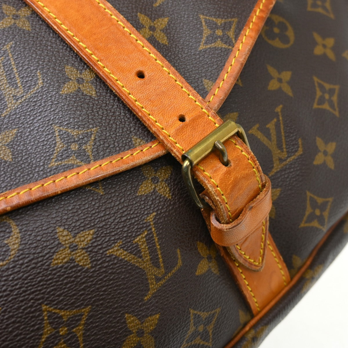 Louis Vuitton Saumur Handbag Monogram Canvas Brown Canvas Shoulder Bag Bag (Pre-Owned)