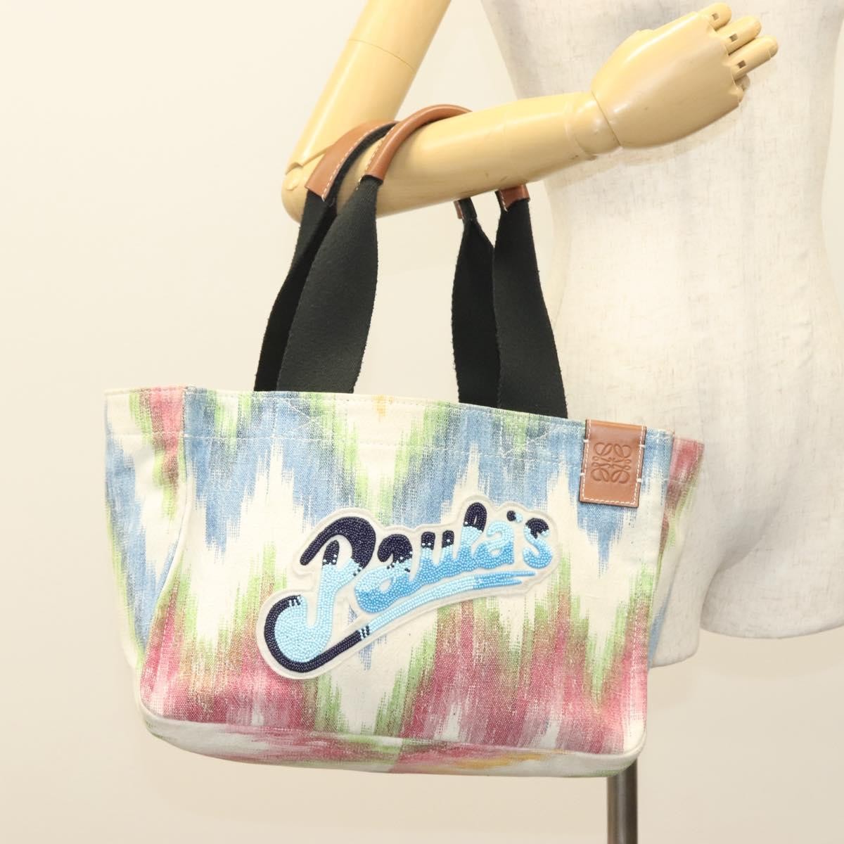 Loewe Paula's Ibiza Tote Embellished Printed Canvas Multicolour Canvas Bag (Pre-Owned)
