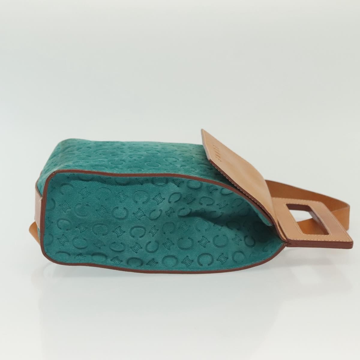 Celine Macadam Shoulder Bag Canvas Turquoise Suede Bag (Pre-Owned)