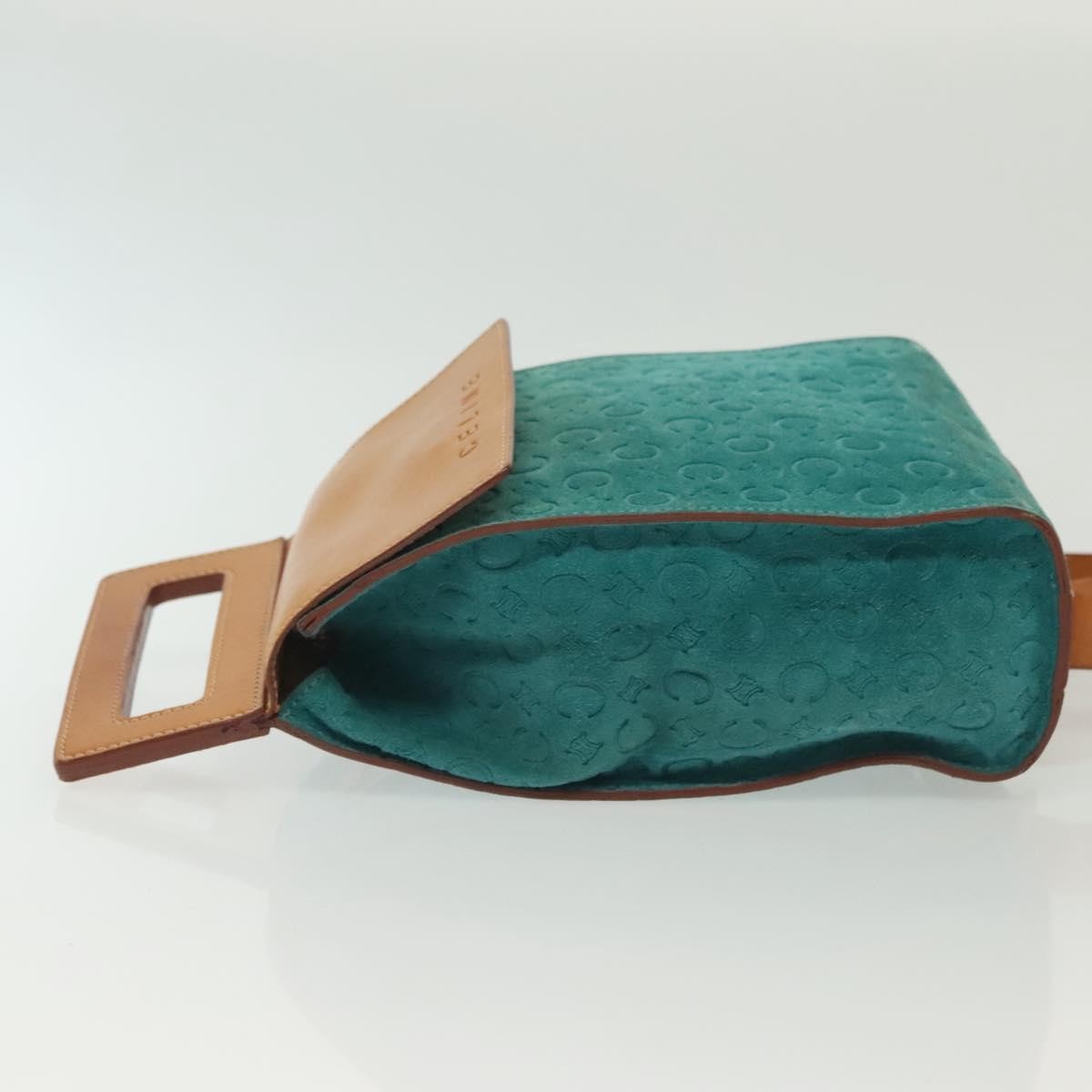 Celine Macadam Shoulder Bag Canvas Turquoise Suede Bag (Pre-Owned)