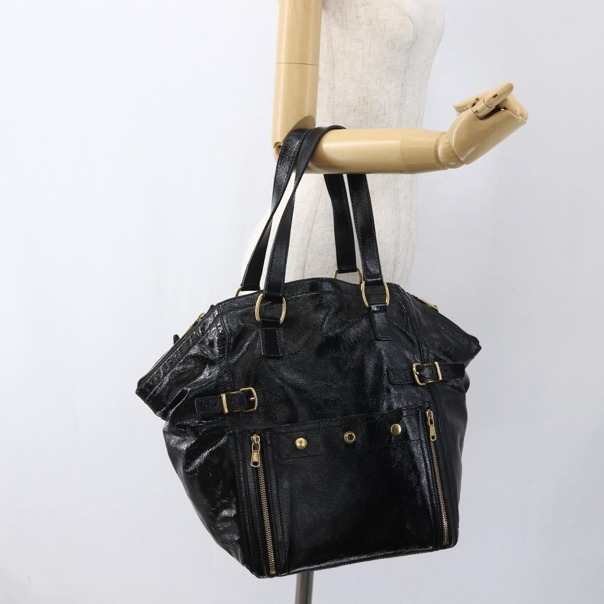 Saint Laurent Downtown Handbag Patent Black Patent_Leather Tote Bag Bag (Pre-Owned)