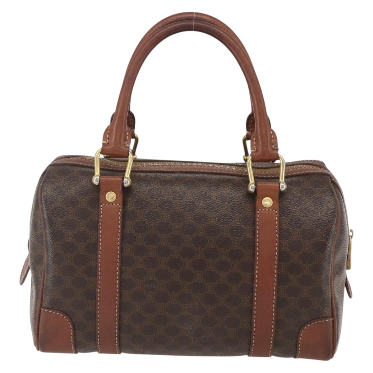 Celine Vintage Macadam Handbag Canvas And Leather Brown Canvas Shoulder Bag Bag (Pre-Owned)
