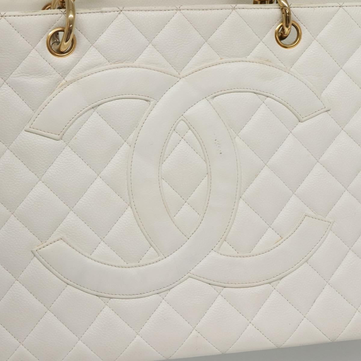 Chanel Vintage Grand Shopping Tote Quilted Caviar White Leather Bag (Pre-Owned)