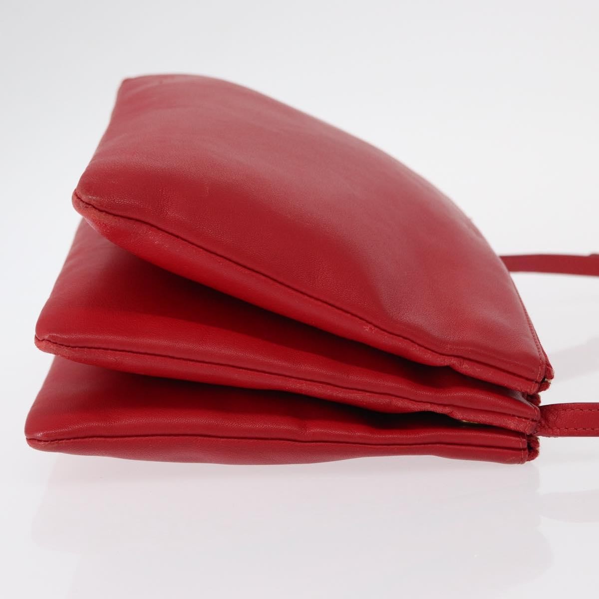 Celine Trio Crossbody Bag Leather Red Leather Shoulder Bag Bag (Pre-Owned)