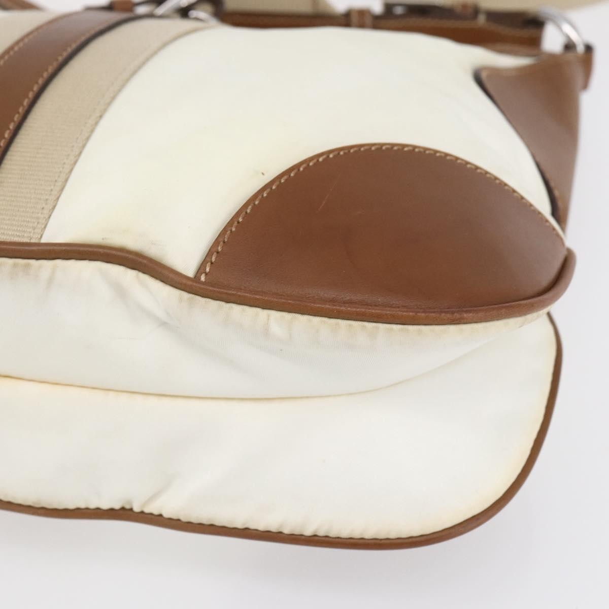 Prada Vintage Shoulder Bag Nylon And Leather Beige Nylon Shoulder Bag Bag (Pre-Owned)