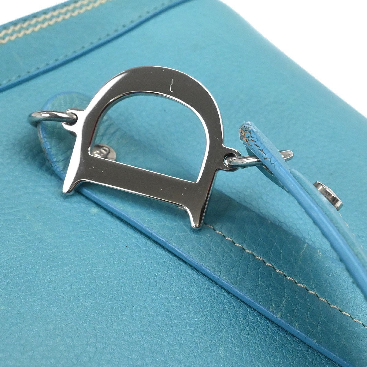 Christian Dior Vintage Tote Leather Turquoise Leather Tote Bag Bag (Pre-Owned)